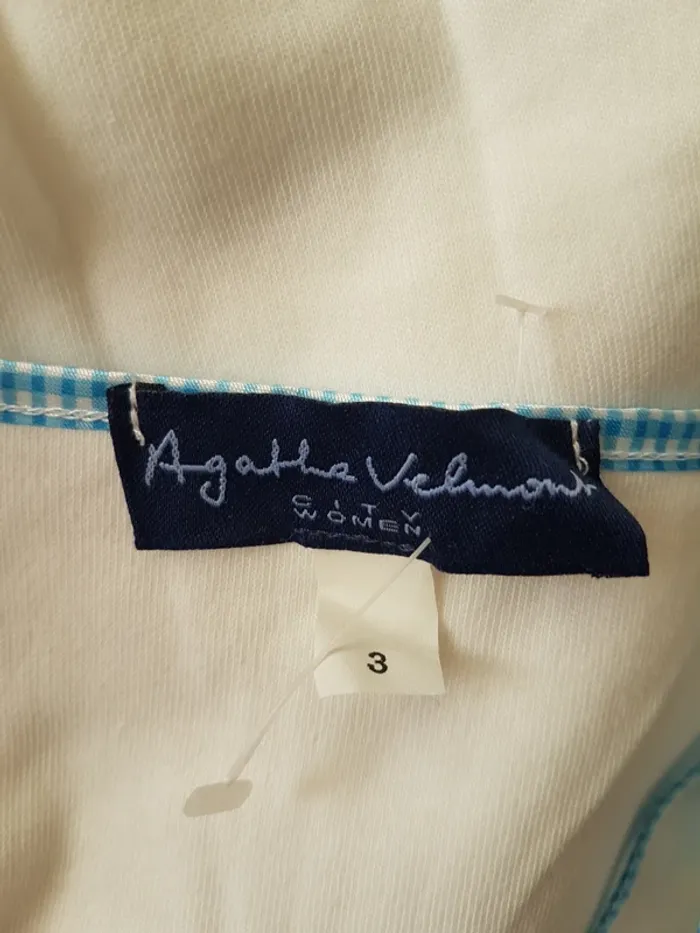 Haut blanc vichy bleu Agathe Velmont Taille 3 Neuf - photo numéro 4