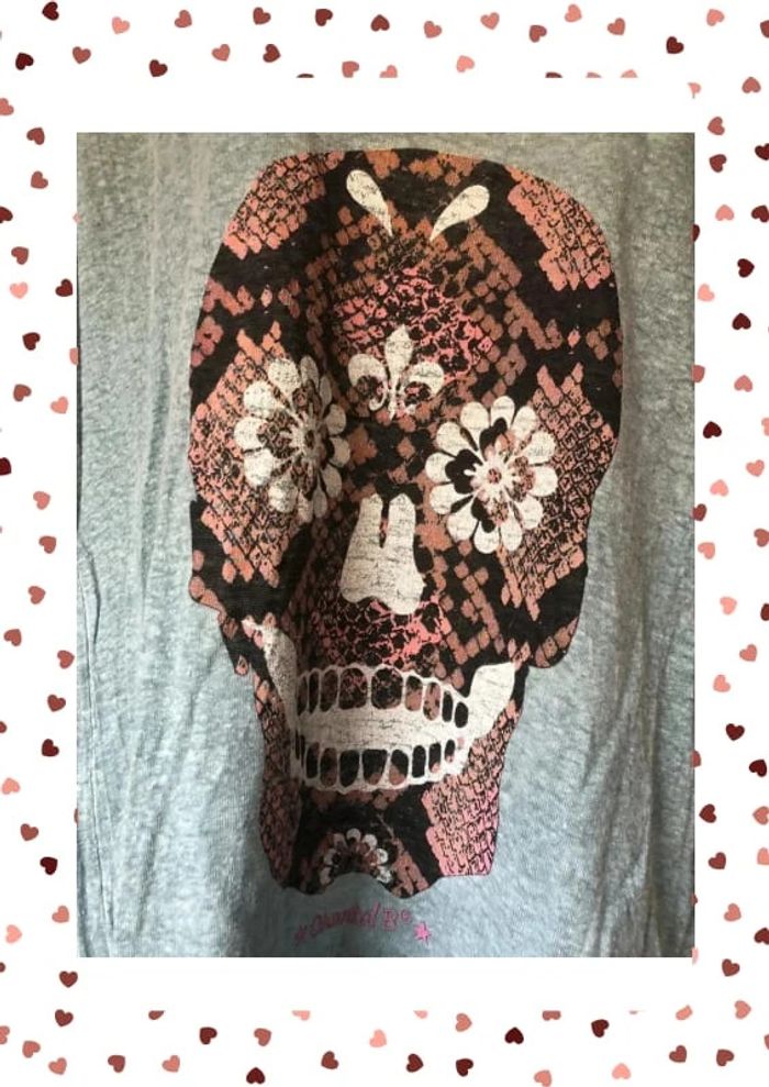 T-shirt col v skull manches longues Chantal B - photo numéro 2
