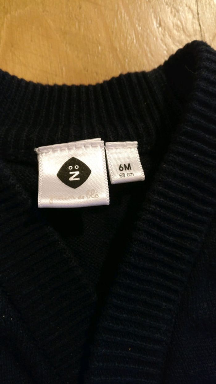 Gilet bleu taille 6 mois Z - photo numéro 2