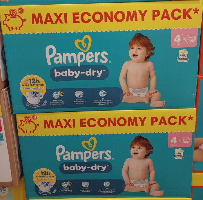 2 Cartons couches Pampers baby-dry Taille 4 - MaxiEcopack