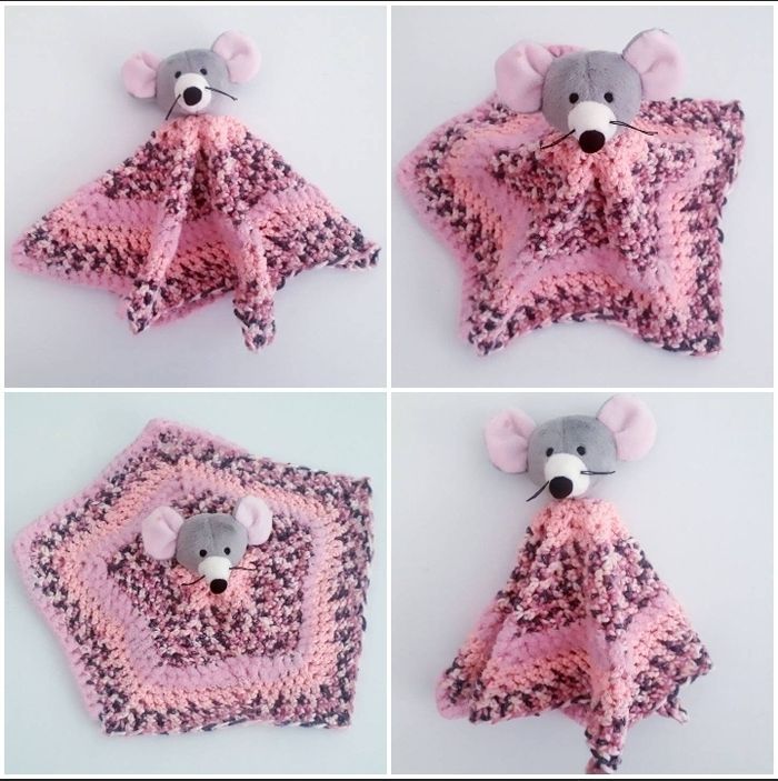 Jouet peluche doudou animaux souris fait main crochet bébé naissance - photo numéro 2