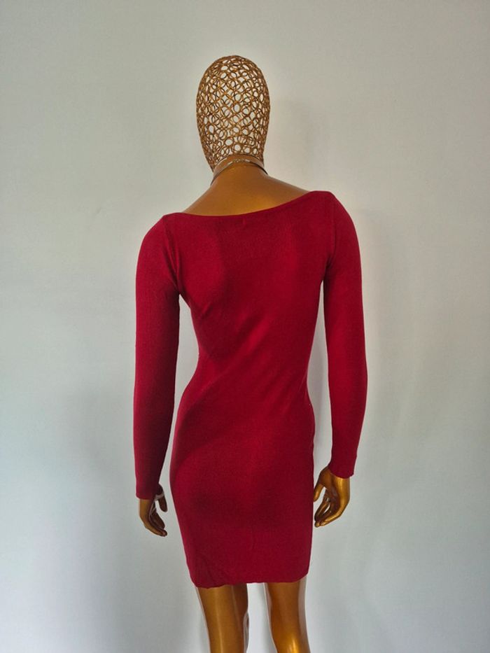 Robe Manches Longues Femme Rouge avec Strass Taille Unique - photo numéro 2