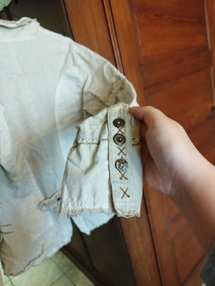 Veste beige patchwork vintage y2k L/40 blazer - photo numéro 10
