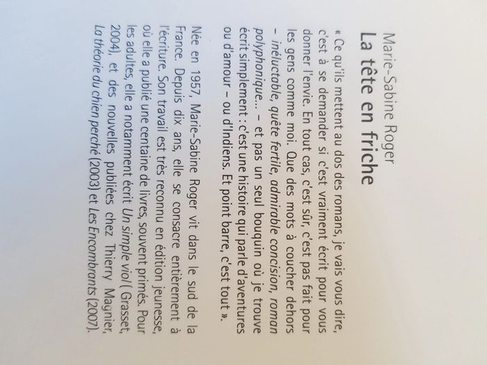 Livre la tête en friche de Marie-Sabine Roger - photo numéro 3