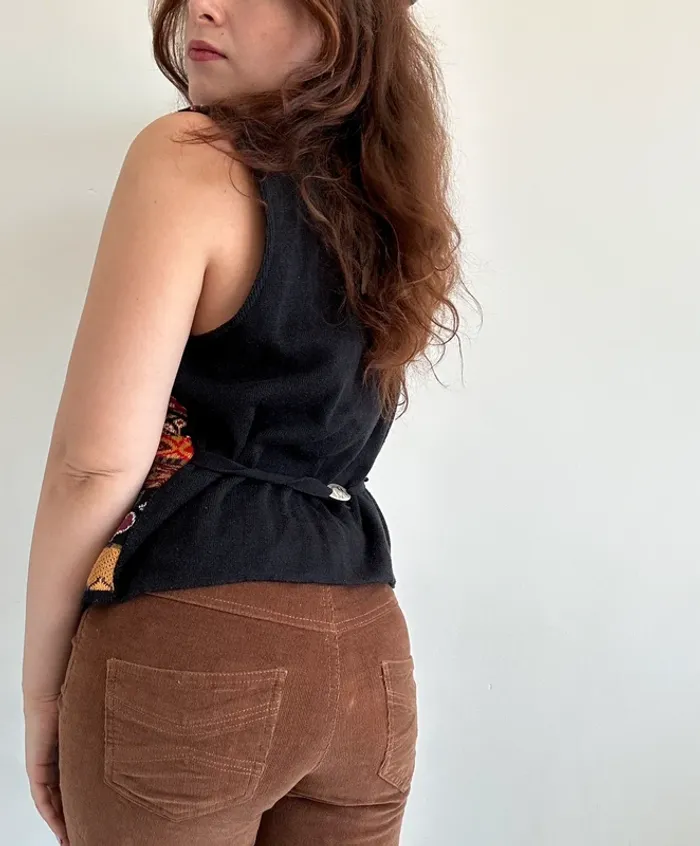 Gilet sans manches à motifs années 70 vintage taille S/M - photo numéro 4