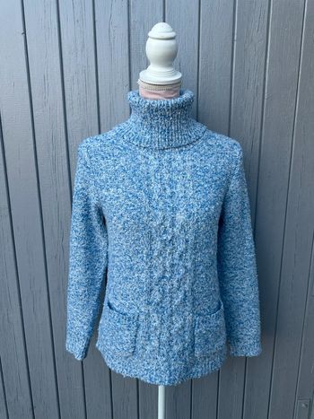 Pull bleu ciel manches longues hiver col roulé
