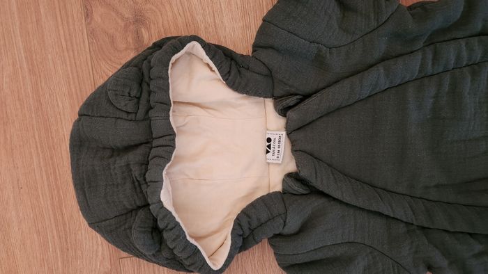 Combi-pilote bébé en gaze de coton kaki avec oreilles - photo numéro 2