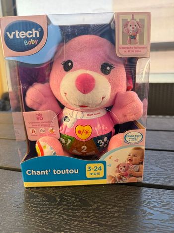 Peluche chien toutou rose