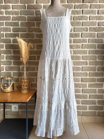 Robe bohème blanche avec sequins Jacqueline Riu