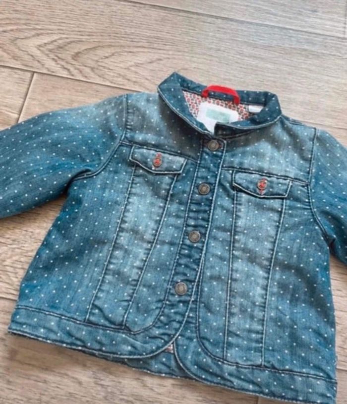 Veste en jean pois blanc Obaibi 12 mois