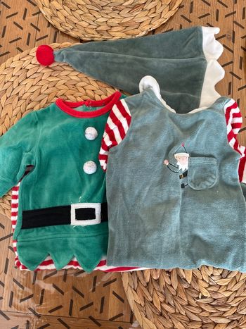 Lot de pyjamas /grenouillère de lutin avec bonnet 9mois 