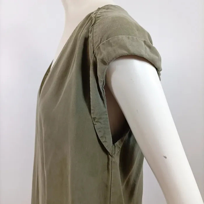 Robe fluide kaki col V – Promod – Taille 38 A793 - photo numéro 4