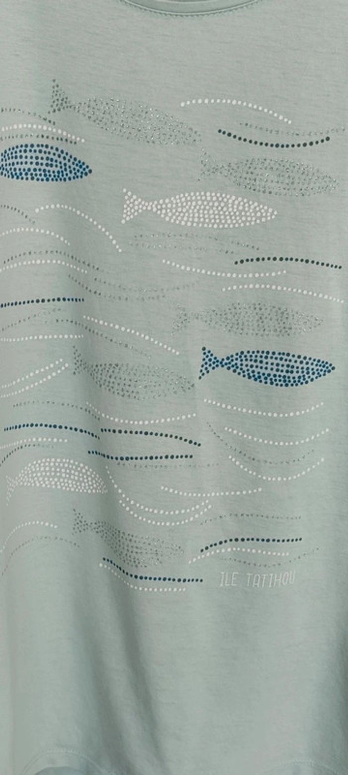 Tee shirt impression poissons pailletés T XL Alma Mater - photo numéro 2