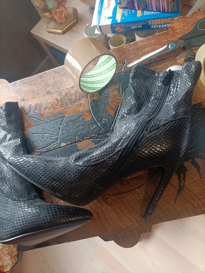 Bottines chaussettes à talons aiguilles effet python – Day-Vine Taille 40 - photo numéro 6