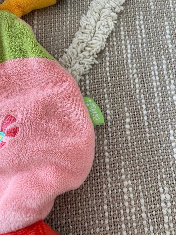 Peluche doudou plat 28cm Babysun Peppa Pig cochon rose et vert très bon état - photo numéro 4