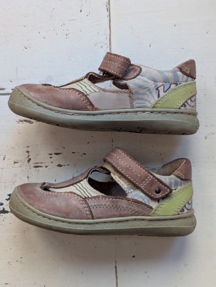 Sandales ouvertes en cuir marron et beige Kickers – Taille 25 - photo numéro 2