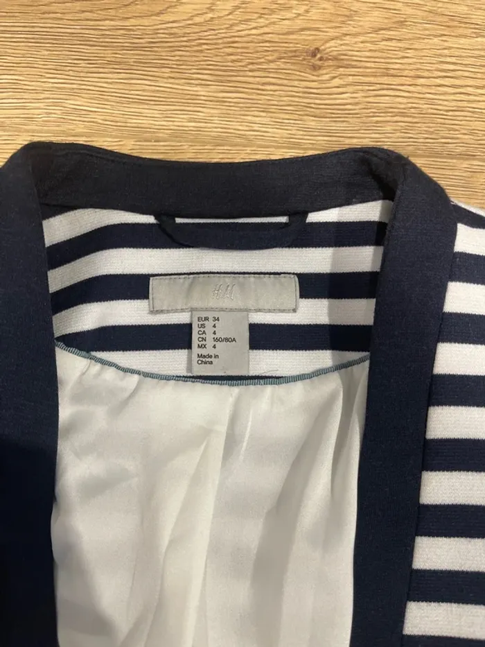 Blazer rayé bleu marine / blanc - photo numéro 3