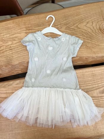 Robe 2-3 ans 2 3 pommes tulle fleurs cérémonie été argent