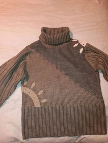 Pull laine col roulé marron clair