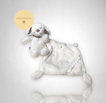 Peluche Doudou Chien blanc bandana mouchoir Influx A149