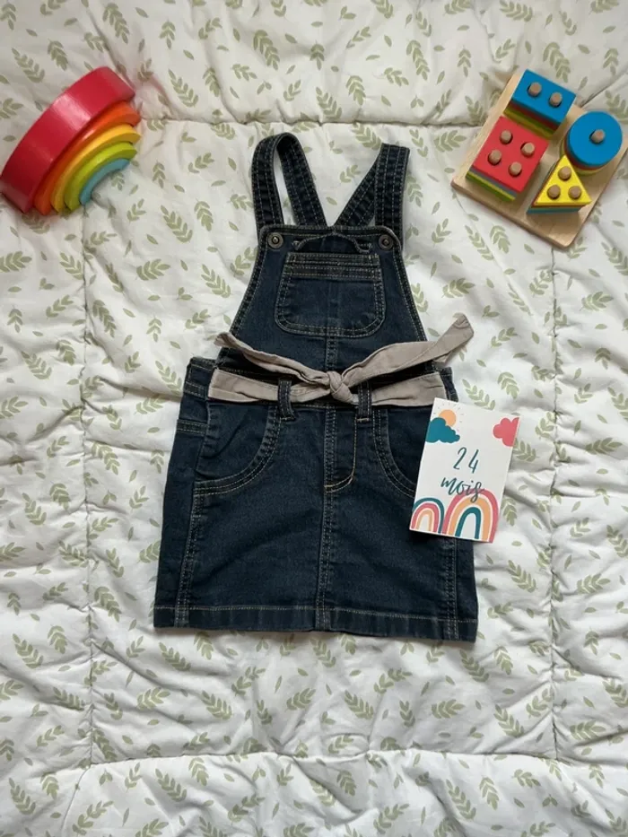 robe salopette en jean bleu pick ouic 24 mois