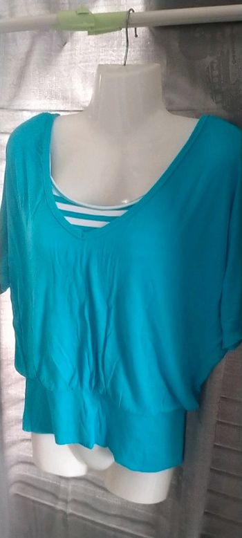 Haut 2 en 1 bleu/blanc