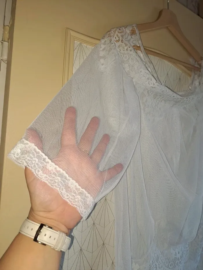 Ensemble nuisette à manches M culotte sexy blanc neuf sans étiquette avec sac, erreur cde valeur 20€ - photo numéro 5