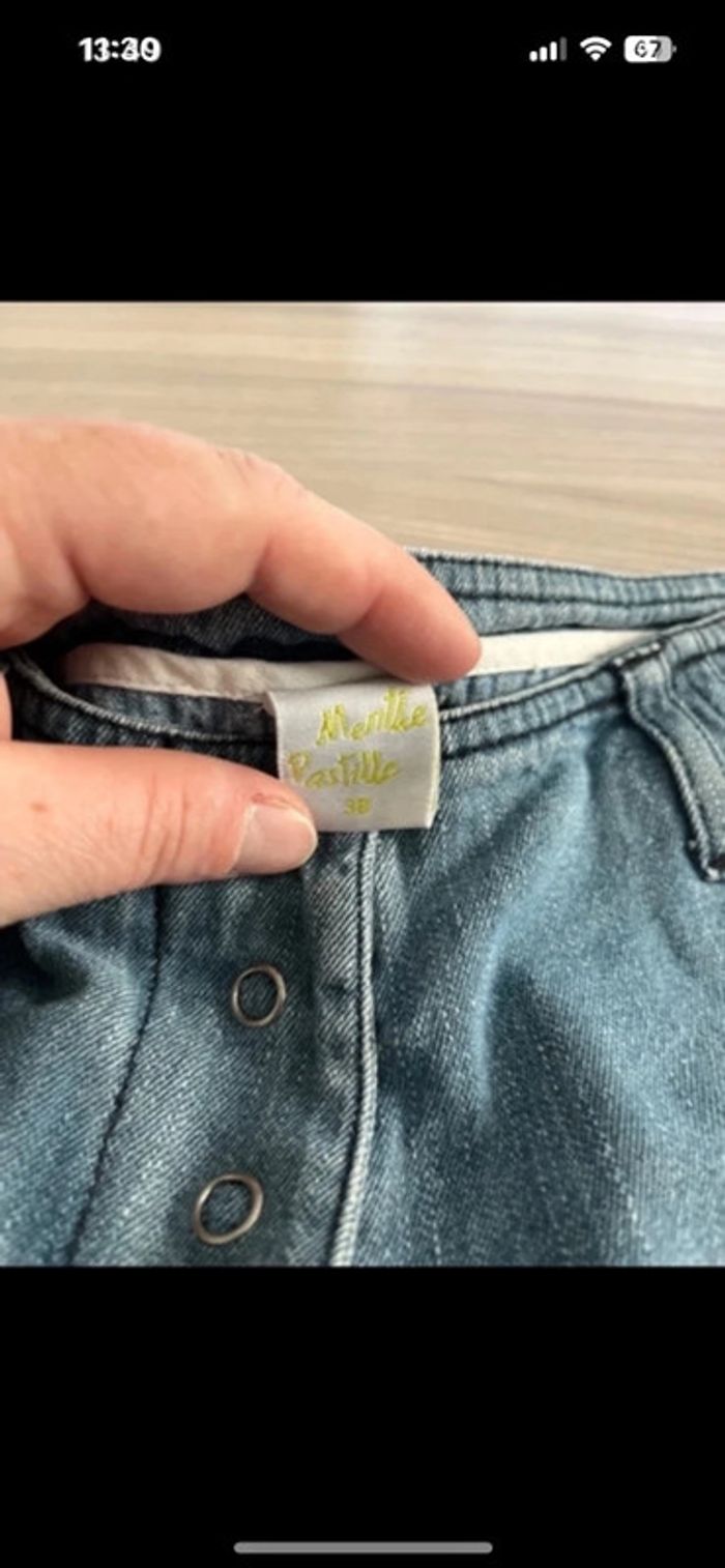 Short en jean pastille menthe - photo numéro 2