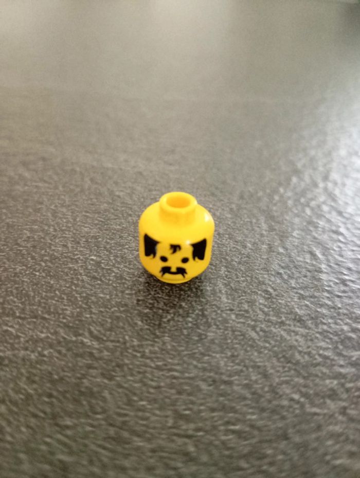 Minifigure,head standard grin with black bushy moustache a.
