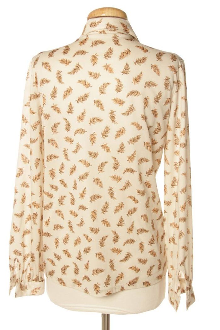 Chemise fluide imprimée feuilles beiges col chemise manches longues boutonnée Taille 42 - photo numéro 2