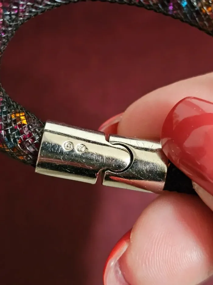 Bracelet Swarovski Stardust double tour rouge/violet – Cristaux scintillants 42 cm - photo numéro 4
