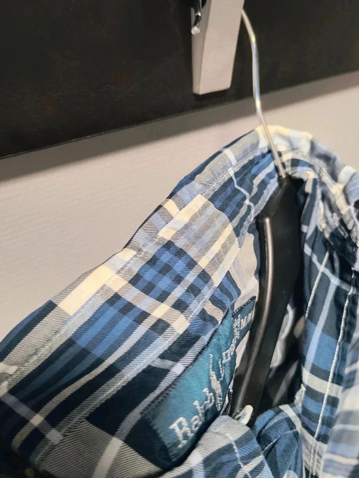 Chemise Ralph Lauren Vintage à Carreaux – Custom Fit – Bleu/Blanc (Taille M) - photo numéro 4