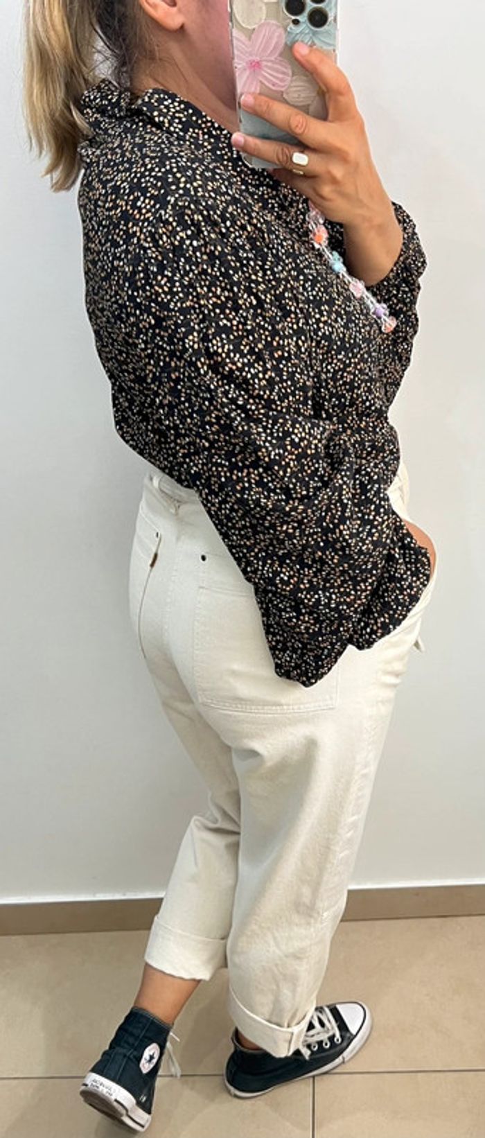 Chemise Vila Imprimée Fleurs Manches Bouffantes Taille 38 - photo numéro 9