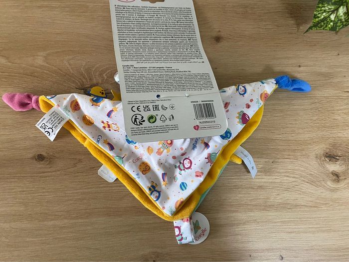 Doudou plat astronaute bleu vert étoile attache sucette corolle neuf - photo numéro 3