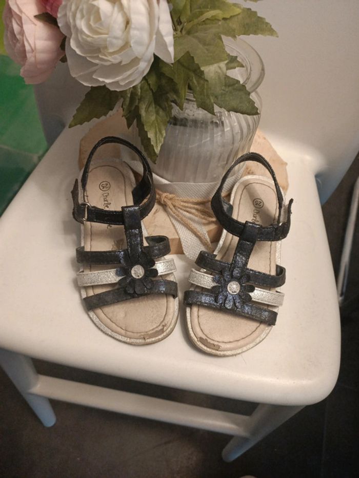 Sandales Charlie & prune bleu brillant et argenté 25