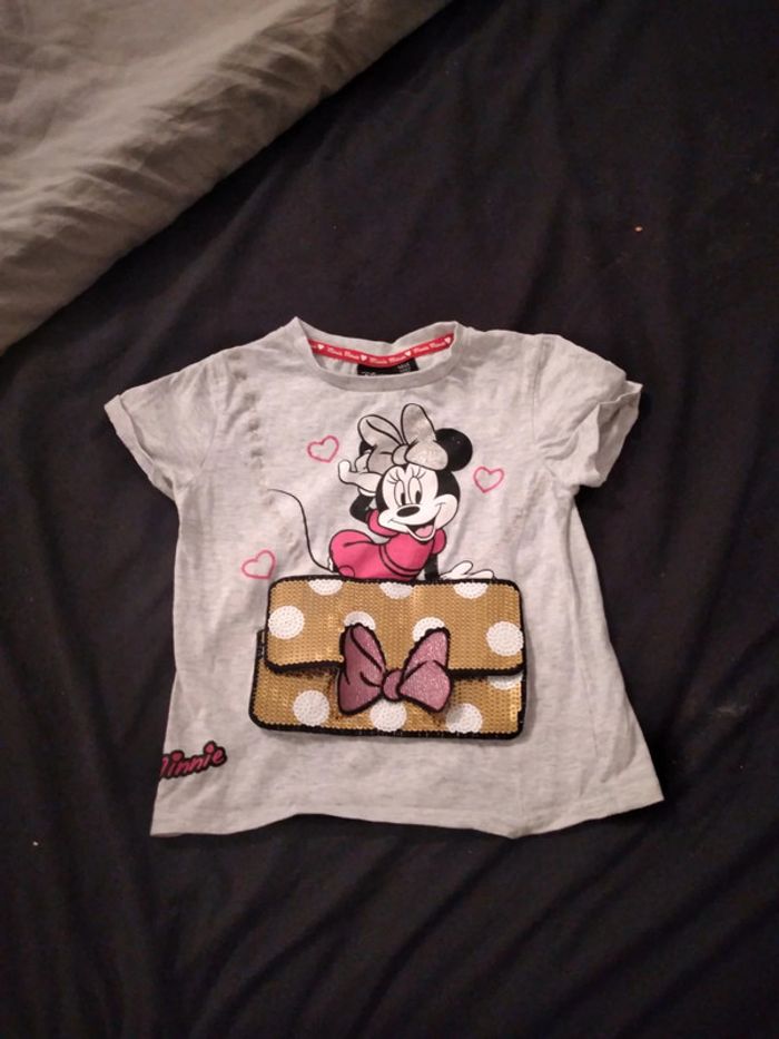 T shirt avec faux sac à main qui s ouvre gris disney minnie mouse