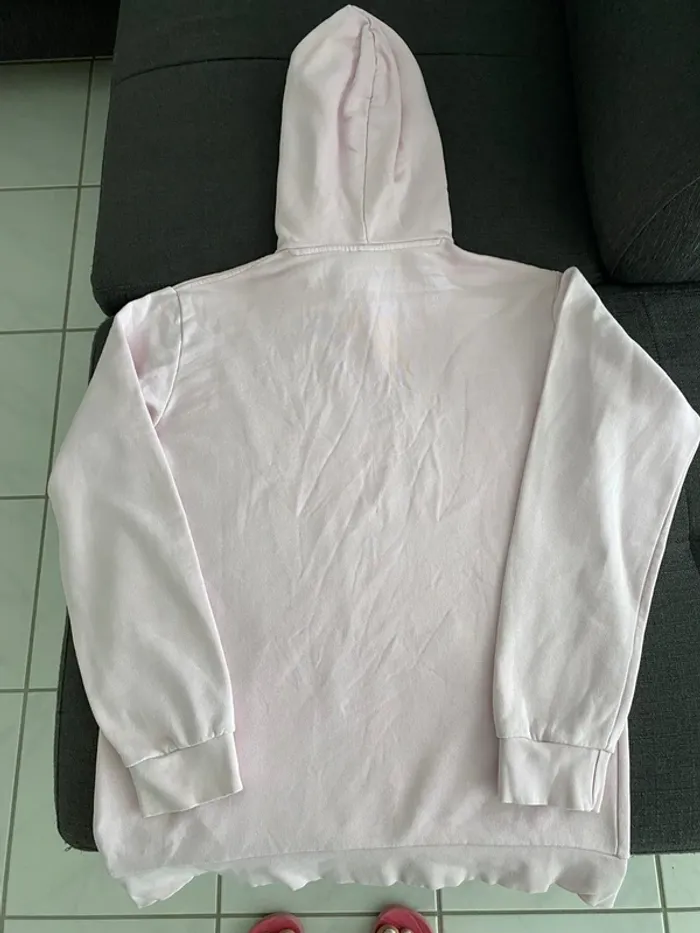 Sweat à capuche Adidas rose clair Taille M Grand trèfle iconique - photo numéro 3