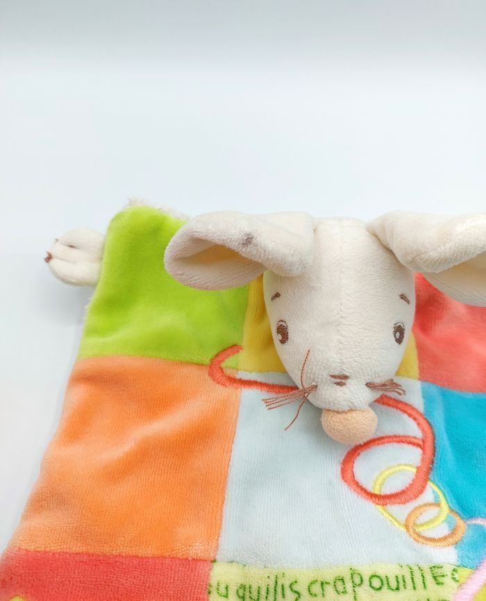 Doudou plat marionnette souris KALOO crapouilles patchwork collection 1998-2005 spirales vintage - photo numéro 4