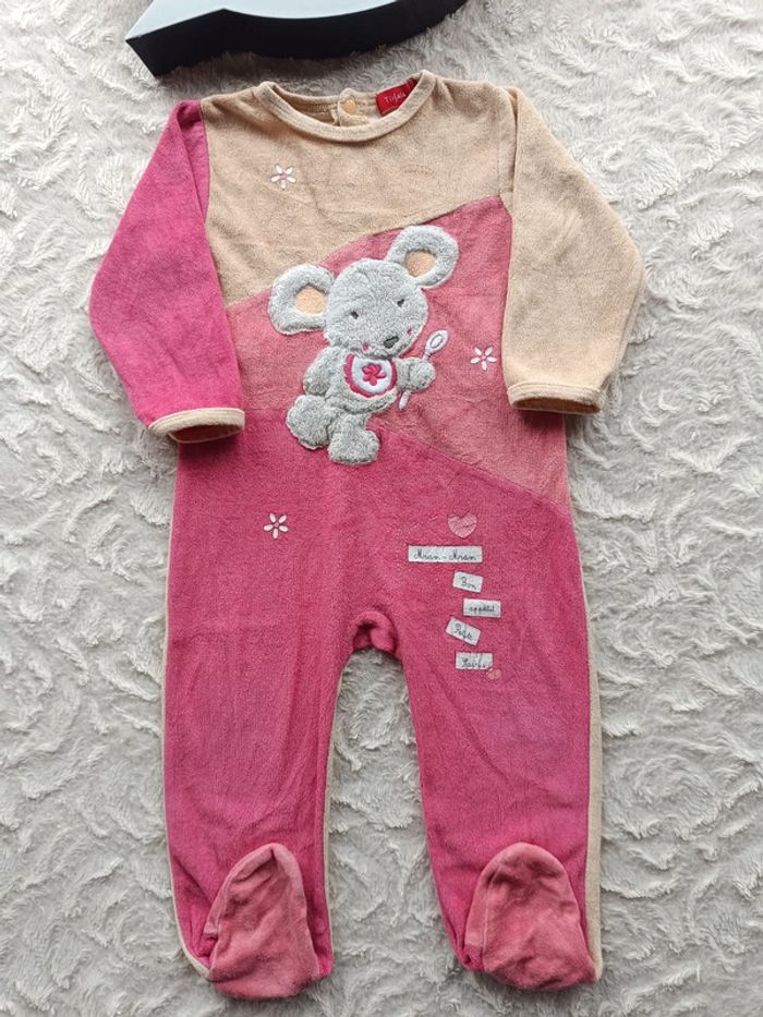 Pyjama grenouillère velours Fille 18 mois souris Tissaia - photo numéro 2