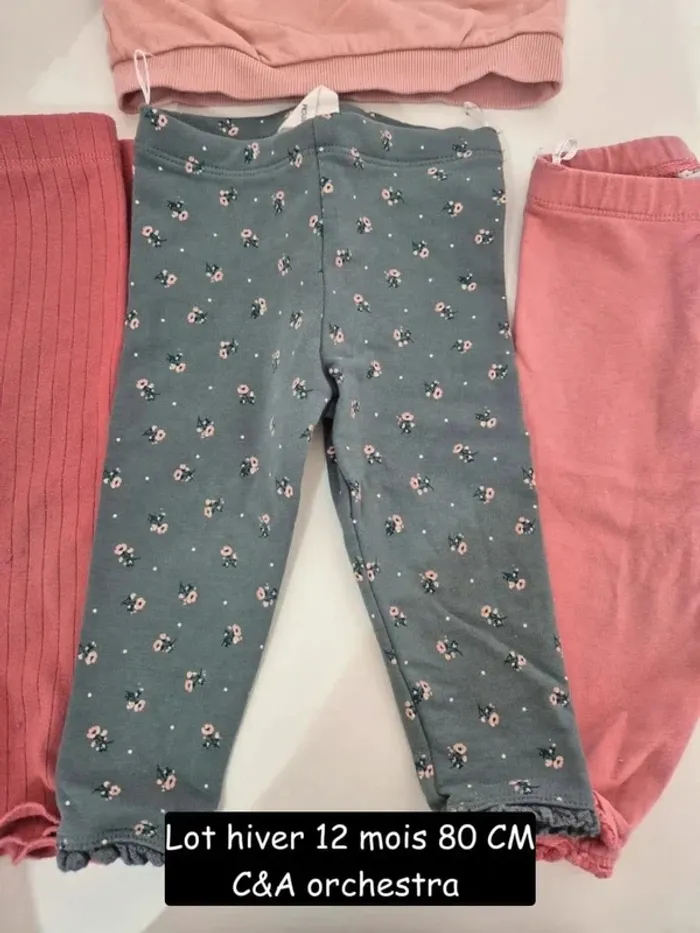 Lot hiver 9 - 12 mois 80 cm C&A baby ensemble joggings et sweat dernière collection - photo numéro 3