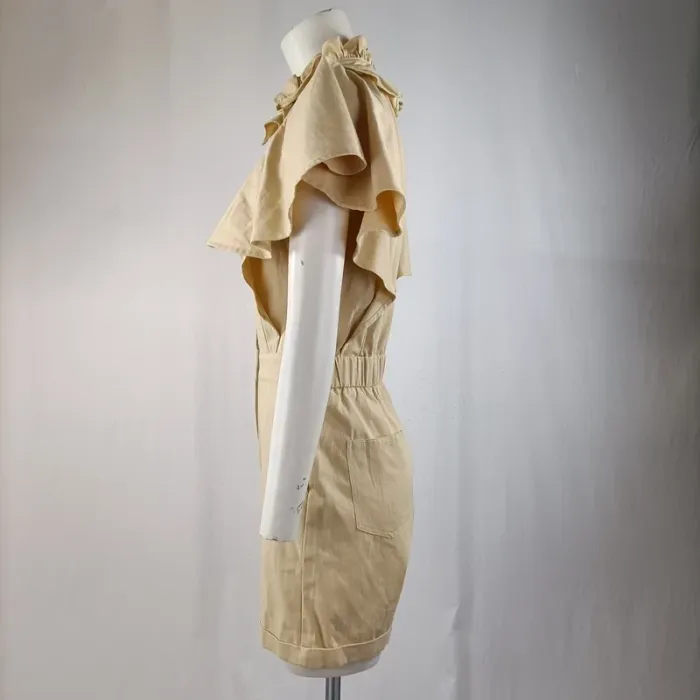 Combishort beige volantée col lavallière en coton - Daphnea Paris taille M A963 - photo numéro 6