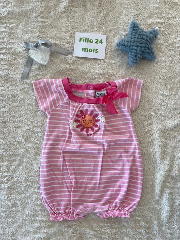 Superbe tenue rose rayures 24 mois