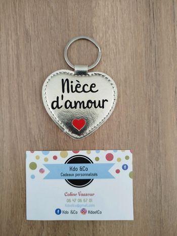 Porte-clé similicuir coeur nièce d'amour