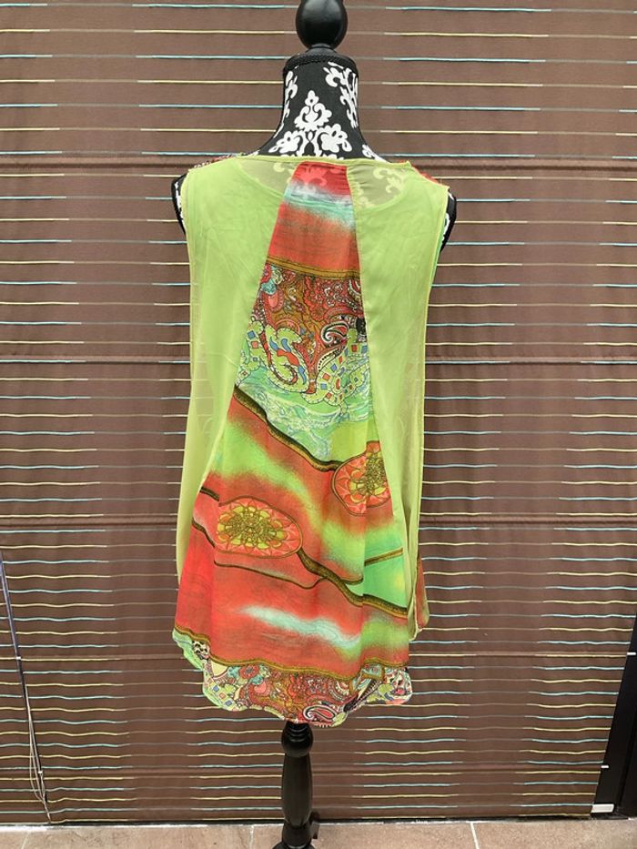 Tunique voile sur top vert rouge - photo numéro 2