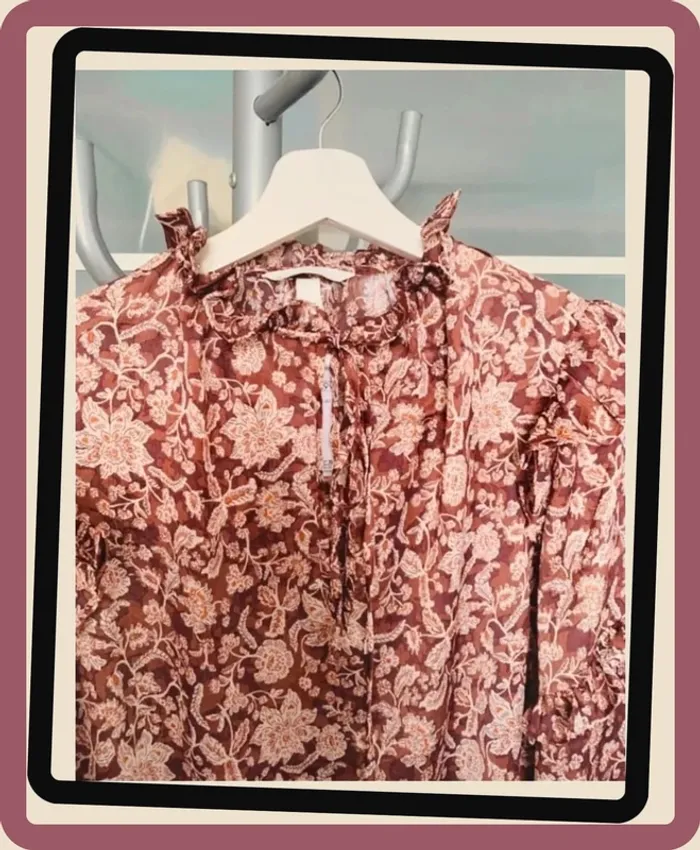 Magnifique blouse imprimée florale à volants neuve H&M T/34-36 - photo numéro 2