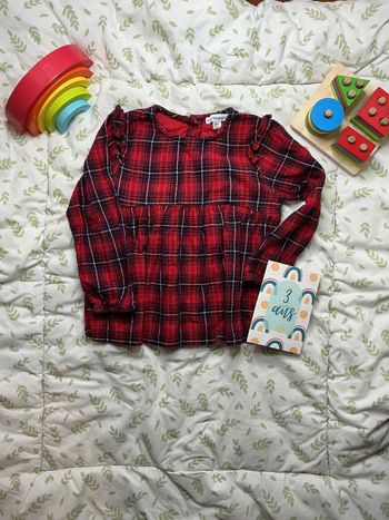 blouse manches longues rouge et marine vertbaudet 3 ans