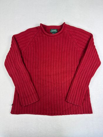 Pull Lauren Ralph Lauren rouge maille côtelé femme taille L coton 01825