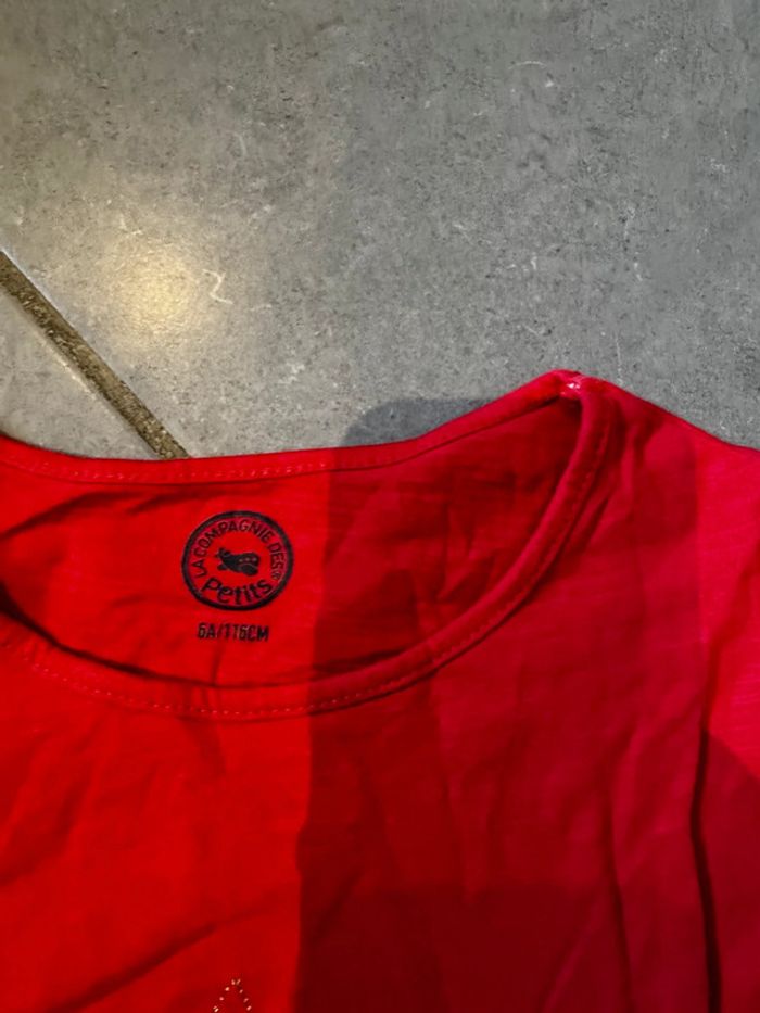 T shirt manches courtes - La compagnie des petits - Etoiles / Love / Avion - Rose  - 6 ans - photo numéro 2