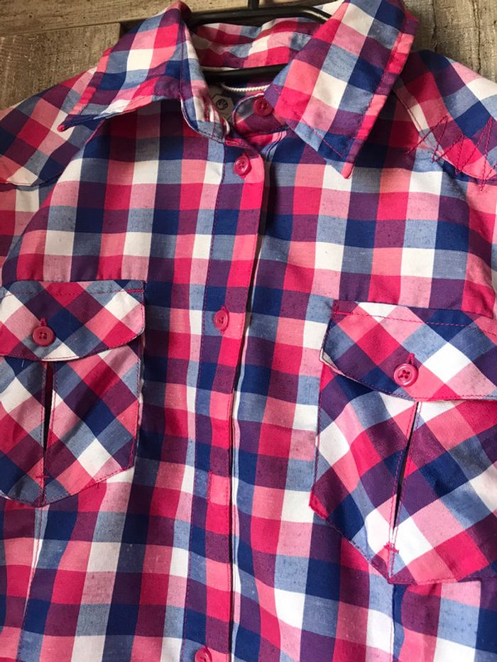 Chemise randonnée manches courtes à carreaux bleu et rose femme Mc Kinley 38 - photo numéro 2
