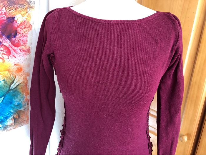 Jolie robe courte bordeaux ML T. 38 avec broderies - photo numéro 4